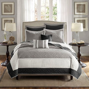 7 Piece Quilt Set With Euro Shams And Throw Pillows Beige FullQueen