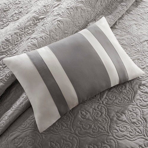 7 Piece Quilt Set With Euro Shams And Throw Pillows Beige FullQueen